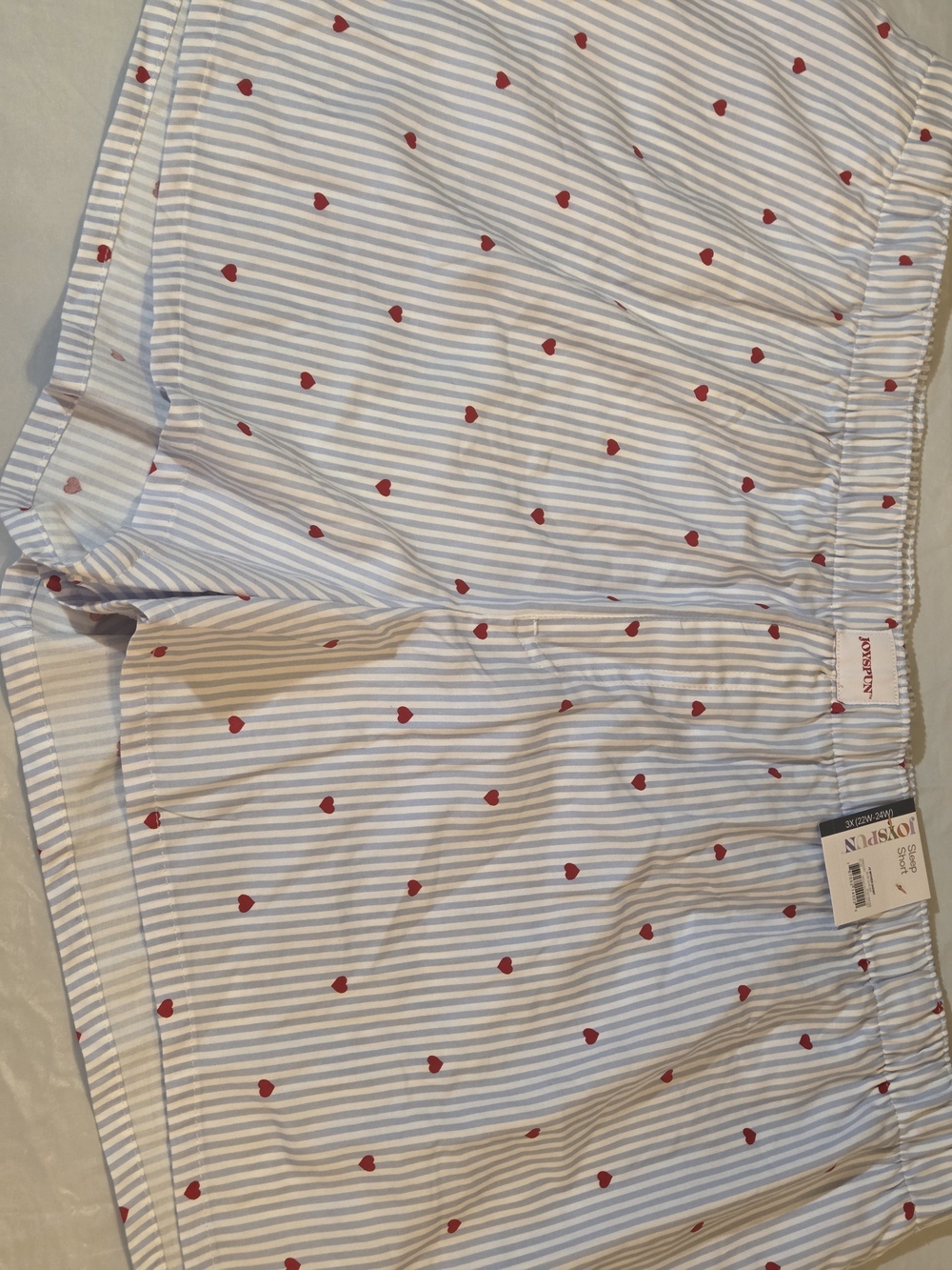 Cotton Stripe & Heart Print Sleep Shorts in Light Blue - Picture 6 of 6